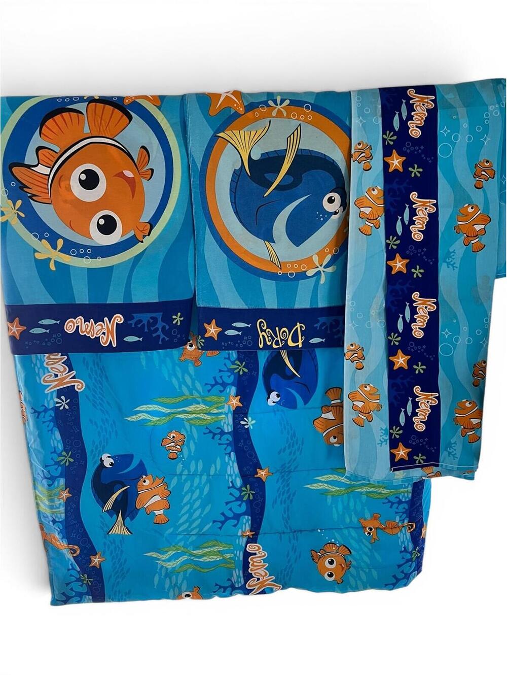 Vintage Disney Pixar Finding Nemo Twin Comforter and Sheets Ocean Blue Y2K